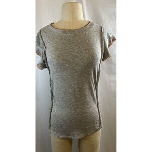 Anthro Dolan Gray With Pink Fray Sleeve/neckline Top Size XS